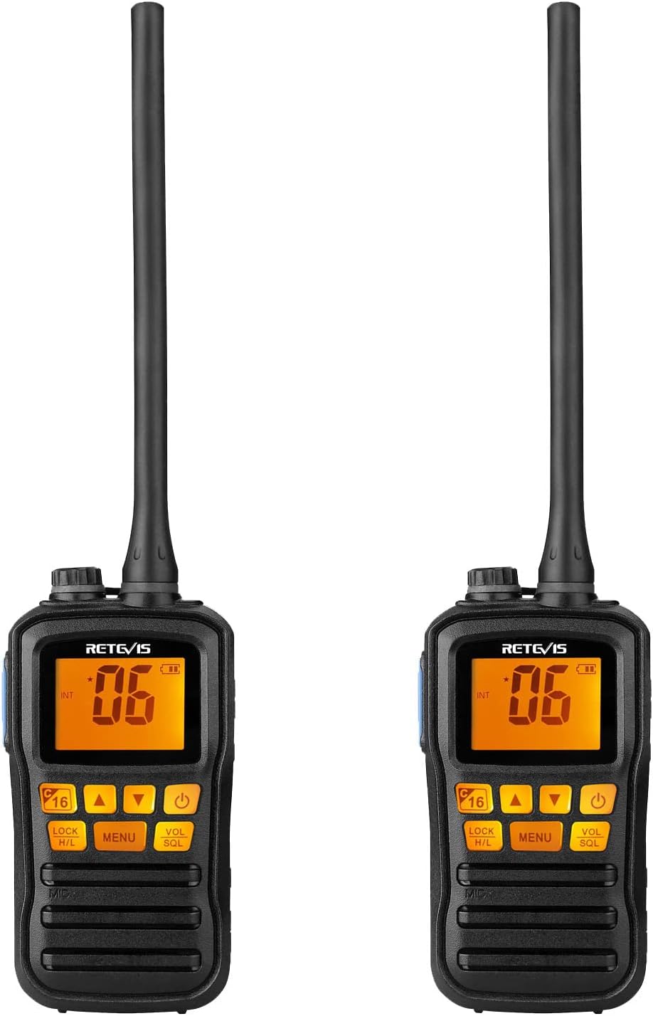 Marine Radio Handheld with Car Charger and Wall Charger (2 Pack) E358587