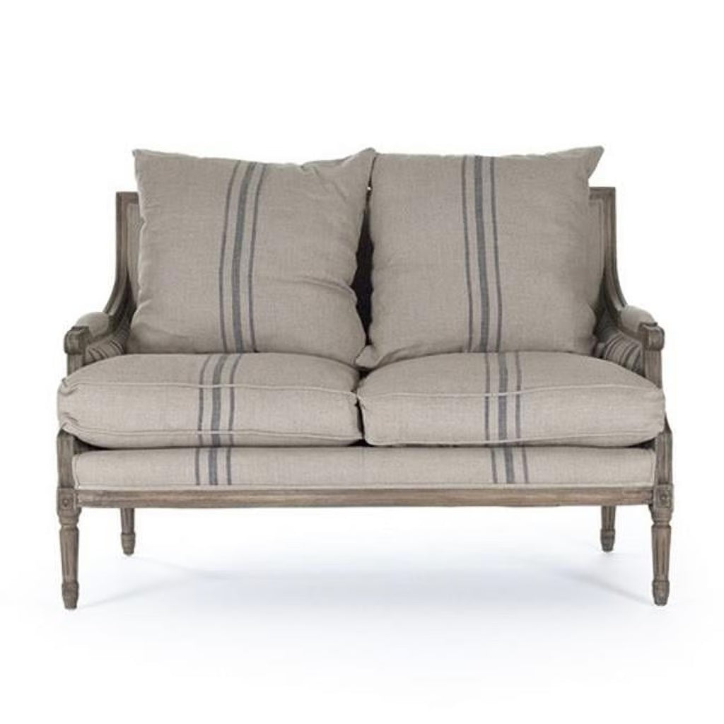 Stripe Blue Louis Settee S257
