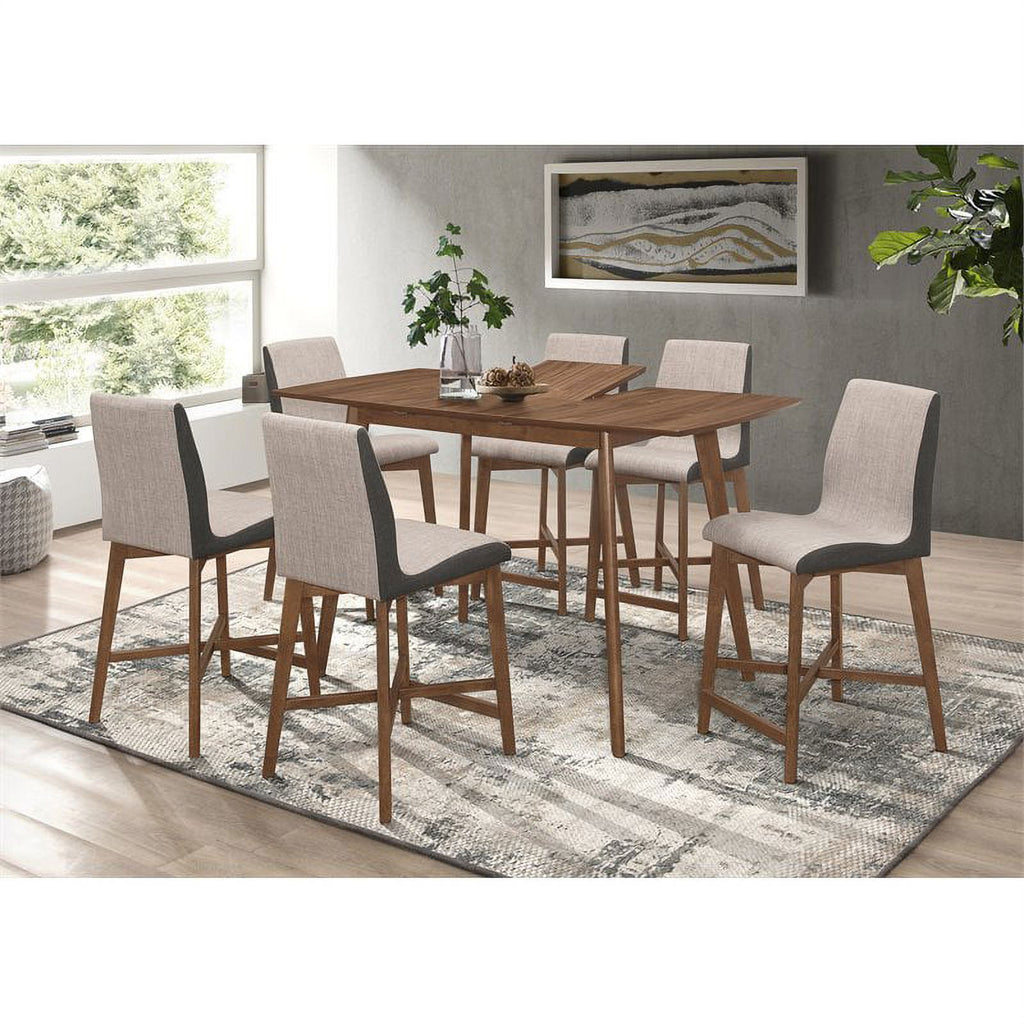 Upholstered Counter Height Stool in Gray-Walnut L436