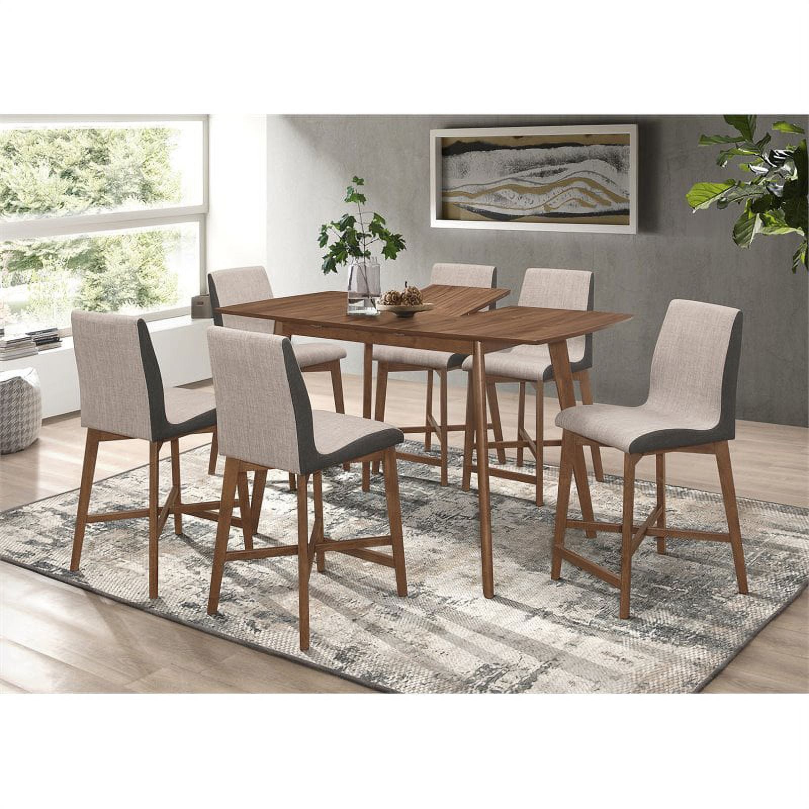 Upholstered Counter Height Stool in Gray-Walnut L436
