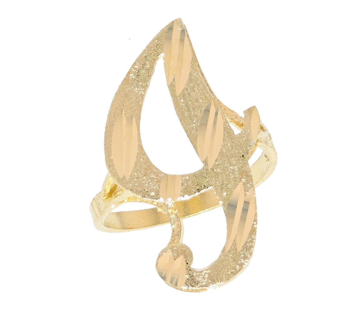 14k Yellow Gold Diamond Cut Initial I Ring W116511