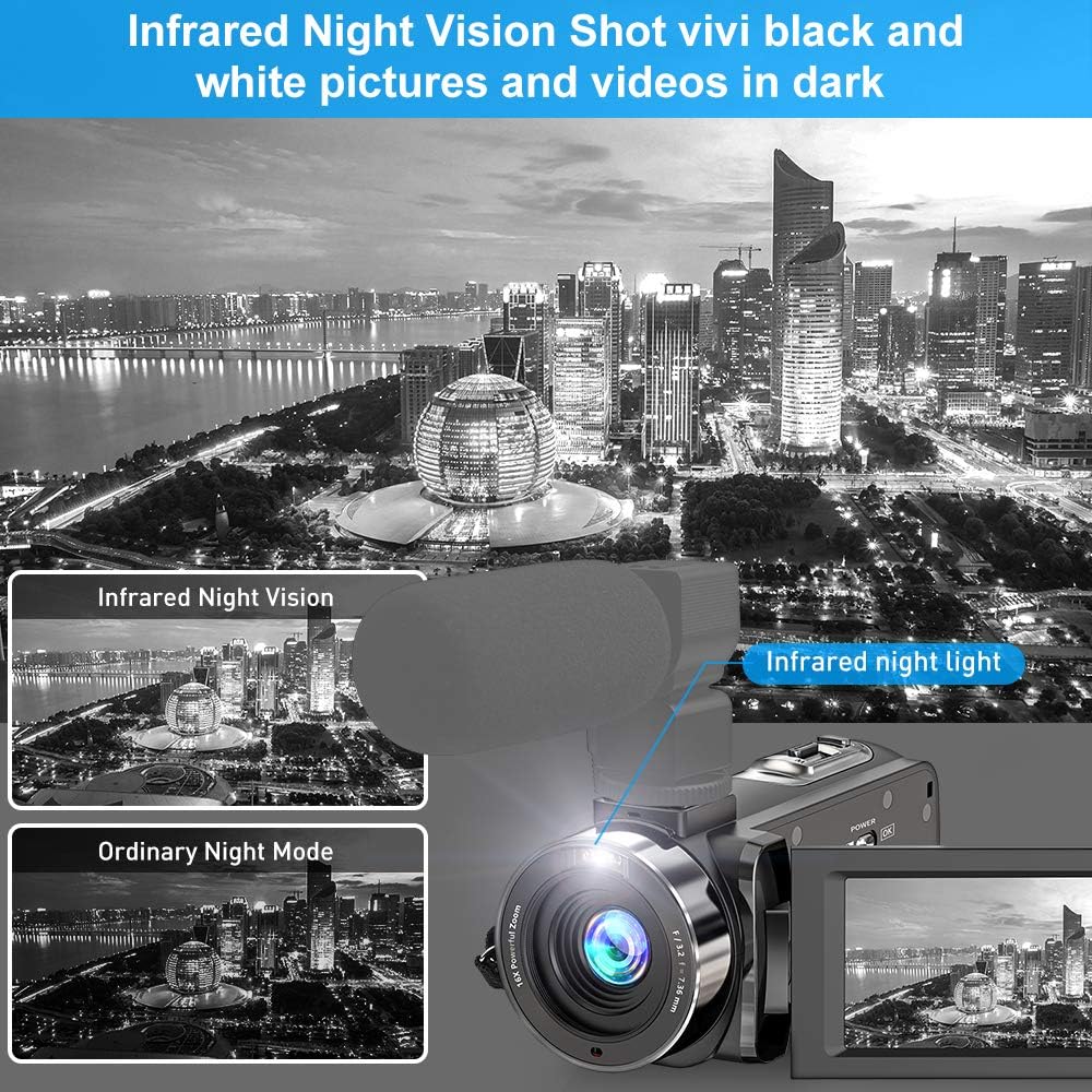 FHD 1080P 30FPS 36MP IR Night Vision Camcorder with Remote and 2 Batteries F388992