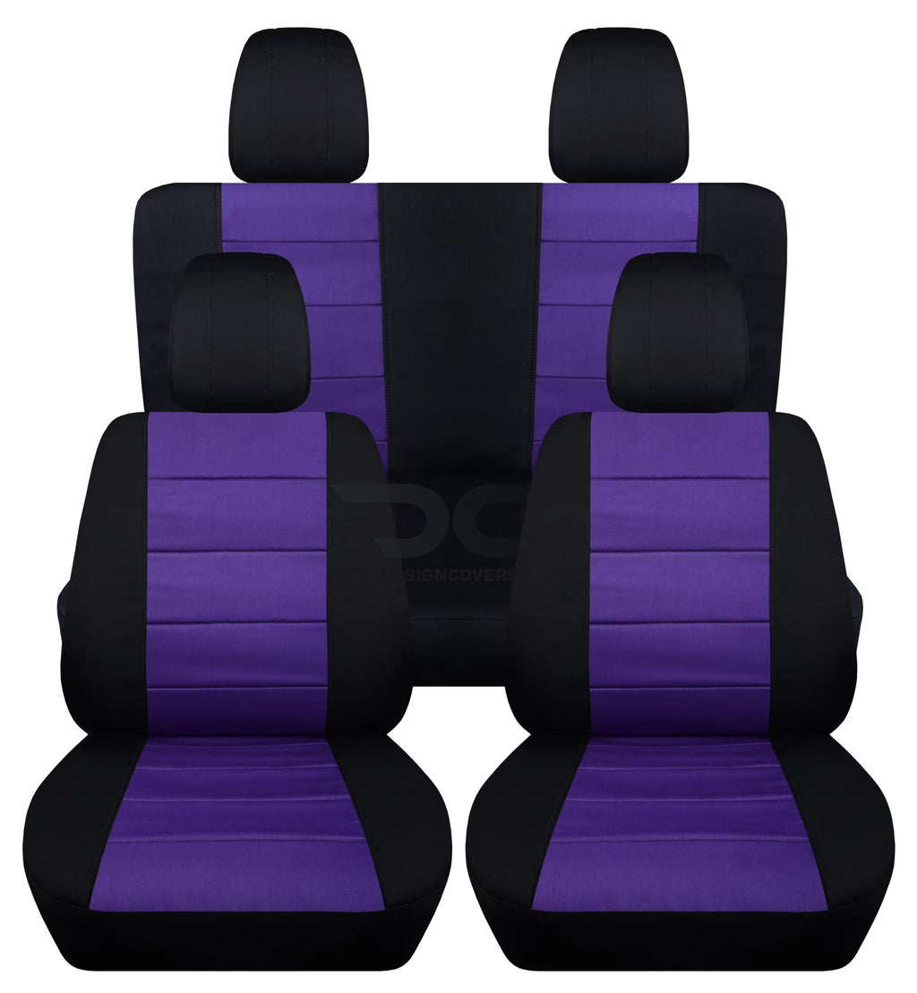 Black and Purple Cotton Seat Covers for Jeep Wrangler JK 2-Door W817599