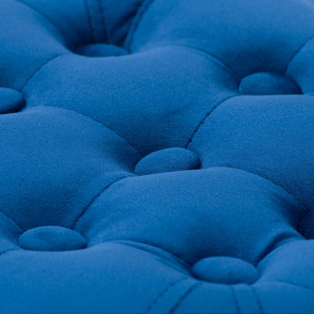 Blue Velvet Large Round Tufted Ottoman S8684