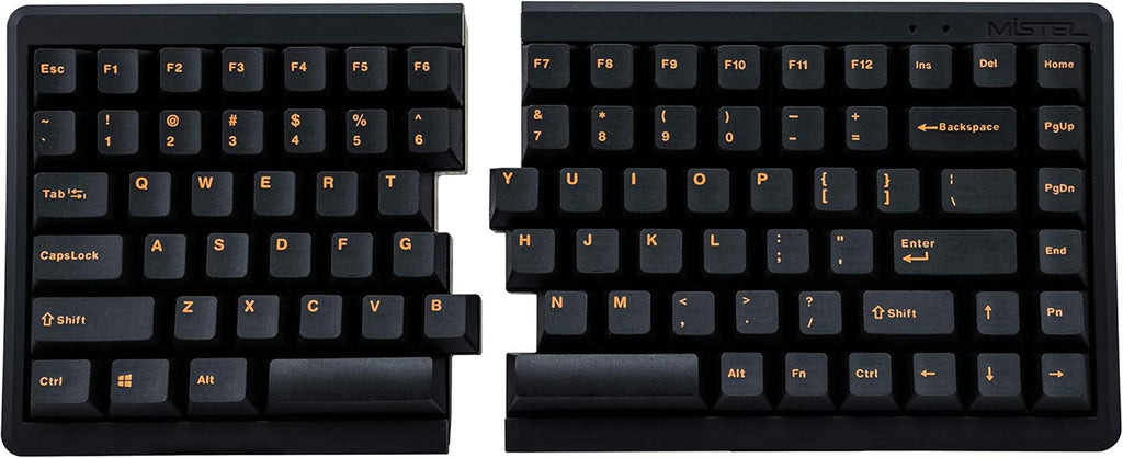 TKL Split Mechanical Keyboard with Cherry MX Blue Switch, Orange Letter PBT Double Shot Keycaps D4934