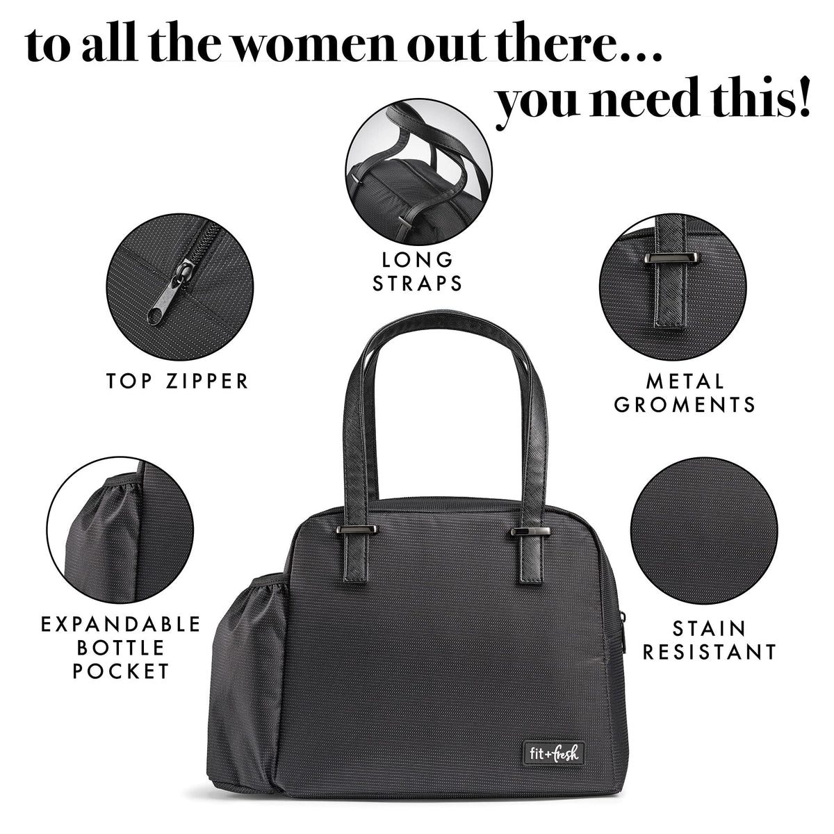 Insulated Lunch Tote with Bottle and Containers S359374