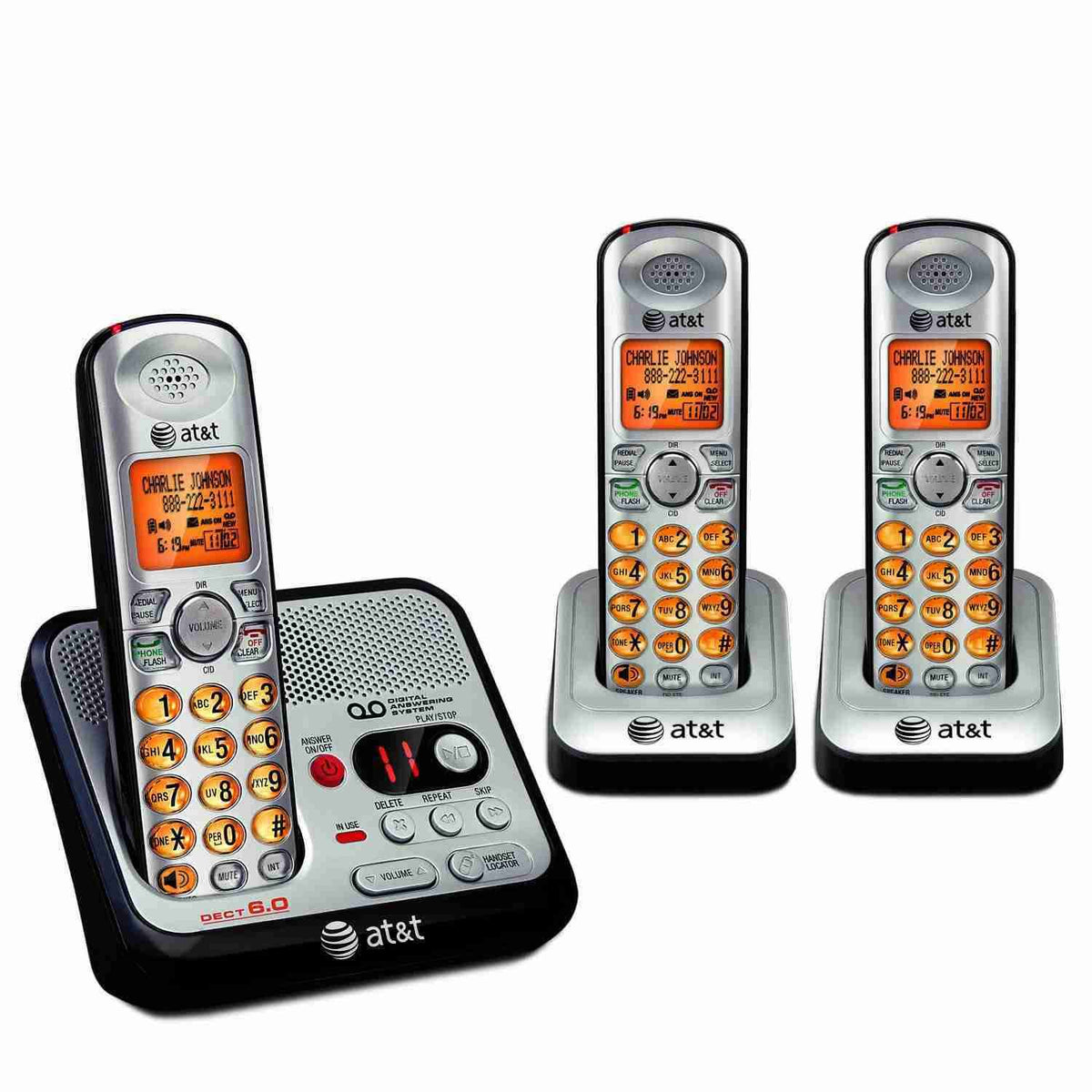 Cordless Phone with Answering System, Caller ID, 3 Handsets Z248