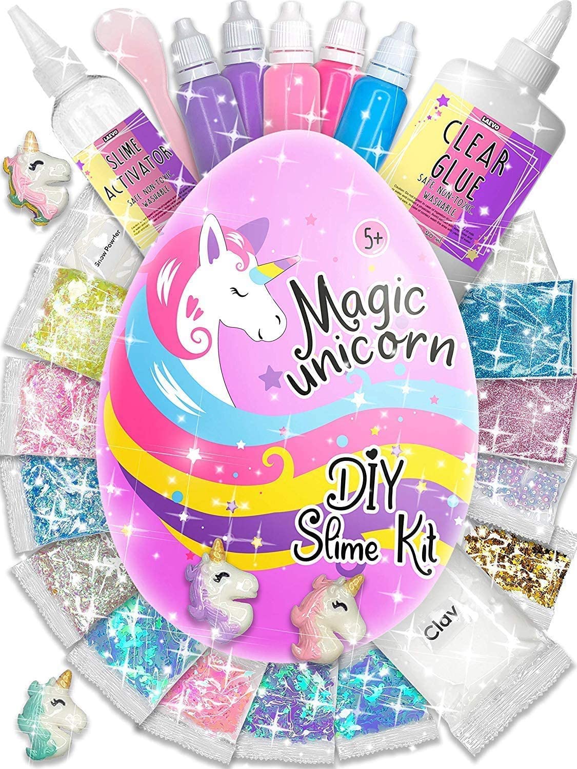 Unicorn Surprise Slime Egg Bundle 4 Pack Variety Slime Making Kit with Butter, Cloud, Glitter, Stardust Slime P8739
