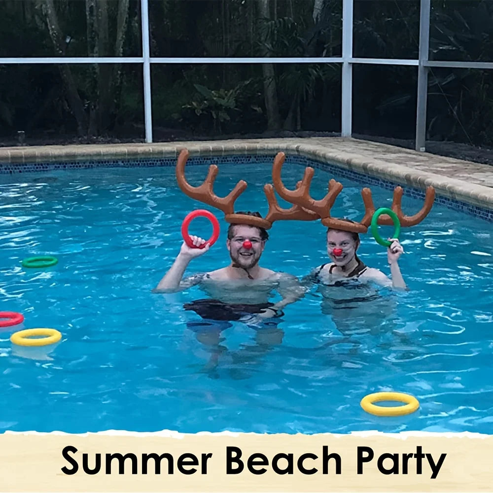 Inflatable Reindeer Antler Ring Toss Game with 4 Rings O7649