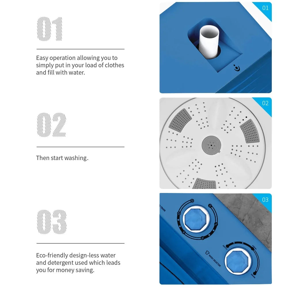 Semi-automatic Twin Tub Washing Machine, 26Lbs, White&Blue G9526