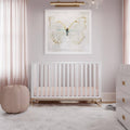 3 in 1 Convertible Wood Crib in White and Gold D392158