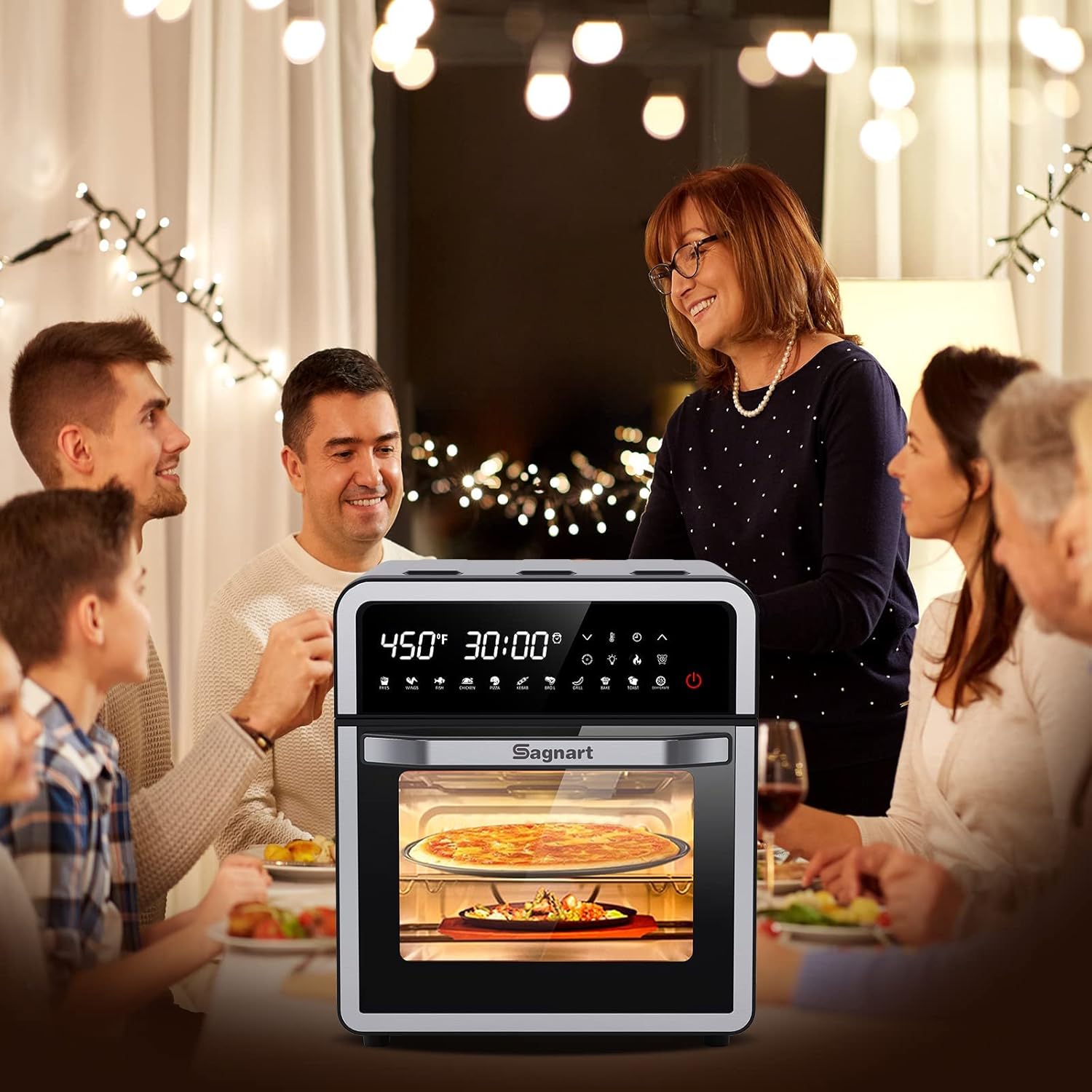 14-in-1 Stainless Steel Air Fryer Toaster Oven with Rotisserie Dehydrator H2800