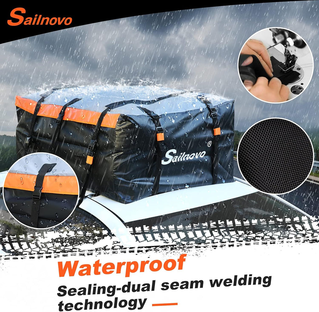 Waterproof 20 Cubic Feet Rooftop Cargo Carrier with Anti-Slip Mat and Straps Q106891
