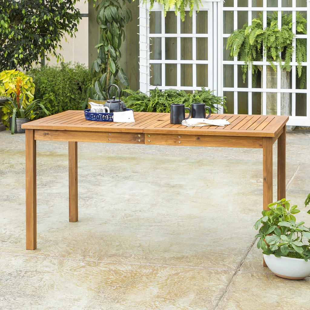 Dark Brown Slatted Outdoor Dining Table C1316