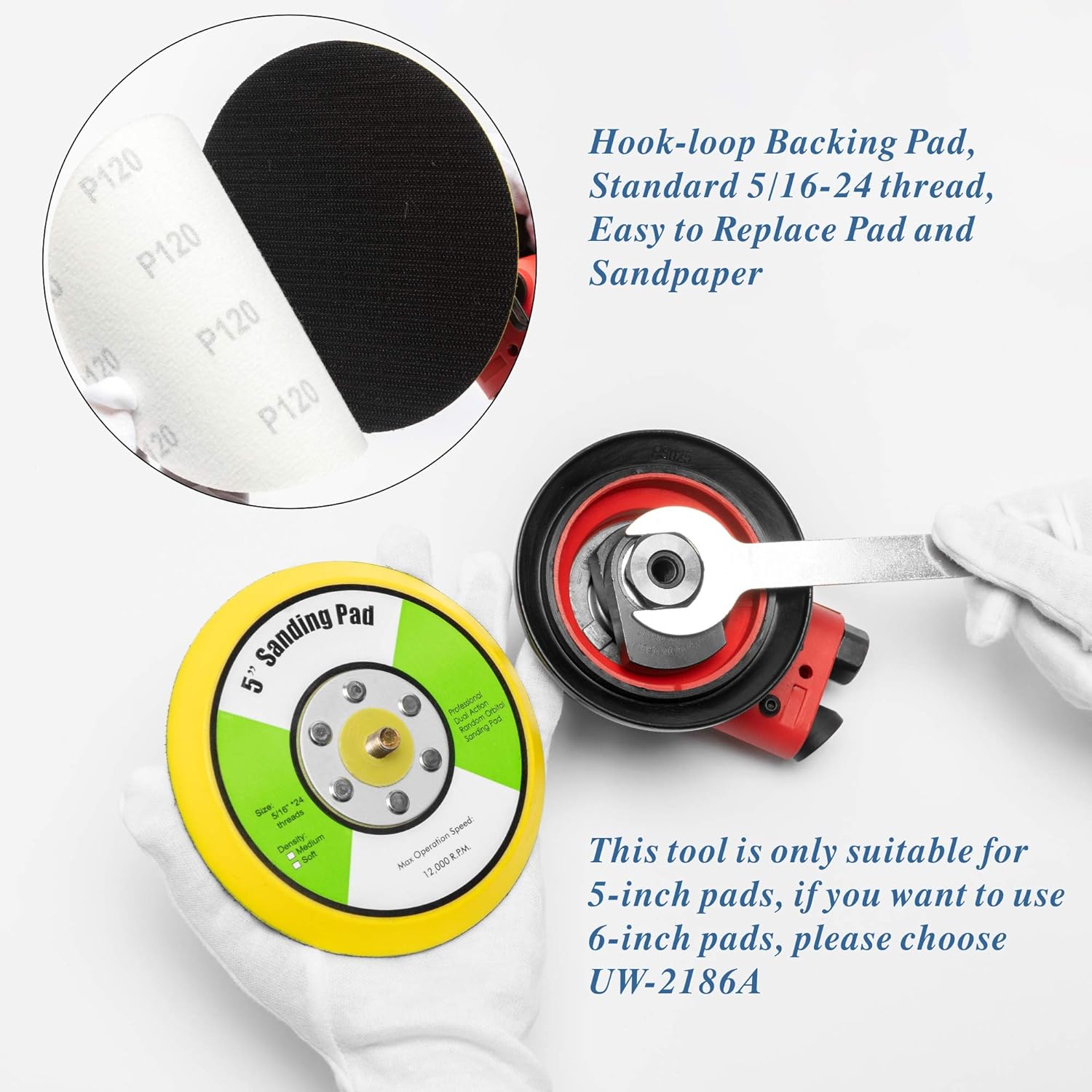 5 inch Air Random Orbital Sander, Dual Action Pneumatic Palm Sander, Pack of 2 K1009