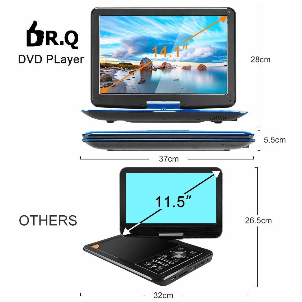 14.1 inch Portable DVD Player with 6000mAh Rechargeable battery M92585