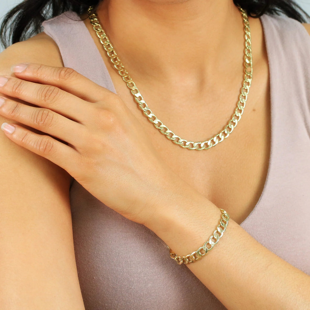 10k Yellow Gold 8mm Cuban Link Chain Bracelet X6676