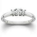 14k White Gold Three Stone Diamond Ring C789