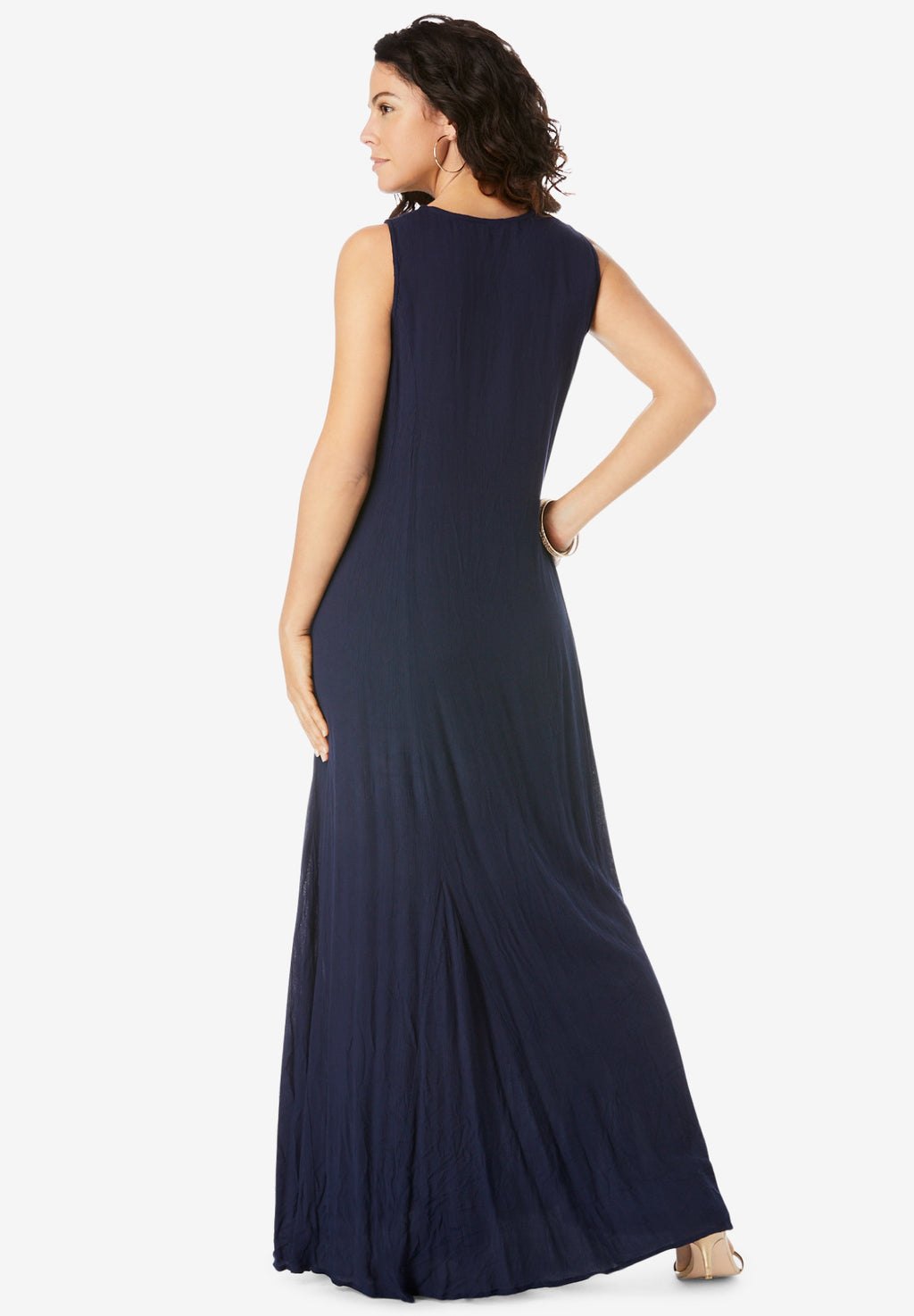 Embroidered Sleeveless Crinkle Dress Z391