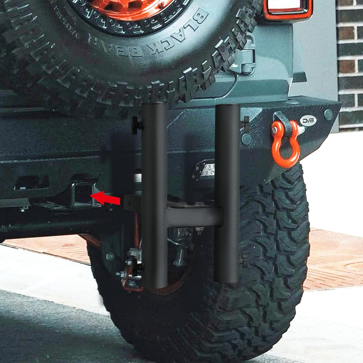 2 Hitch Mount Flagpole Holder with Anti-Wobble Screw Black O1278