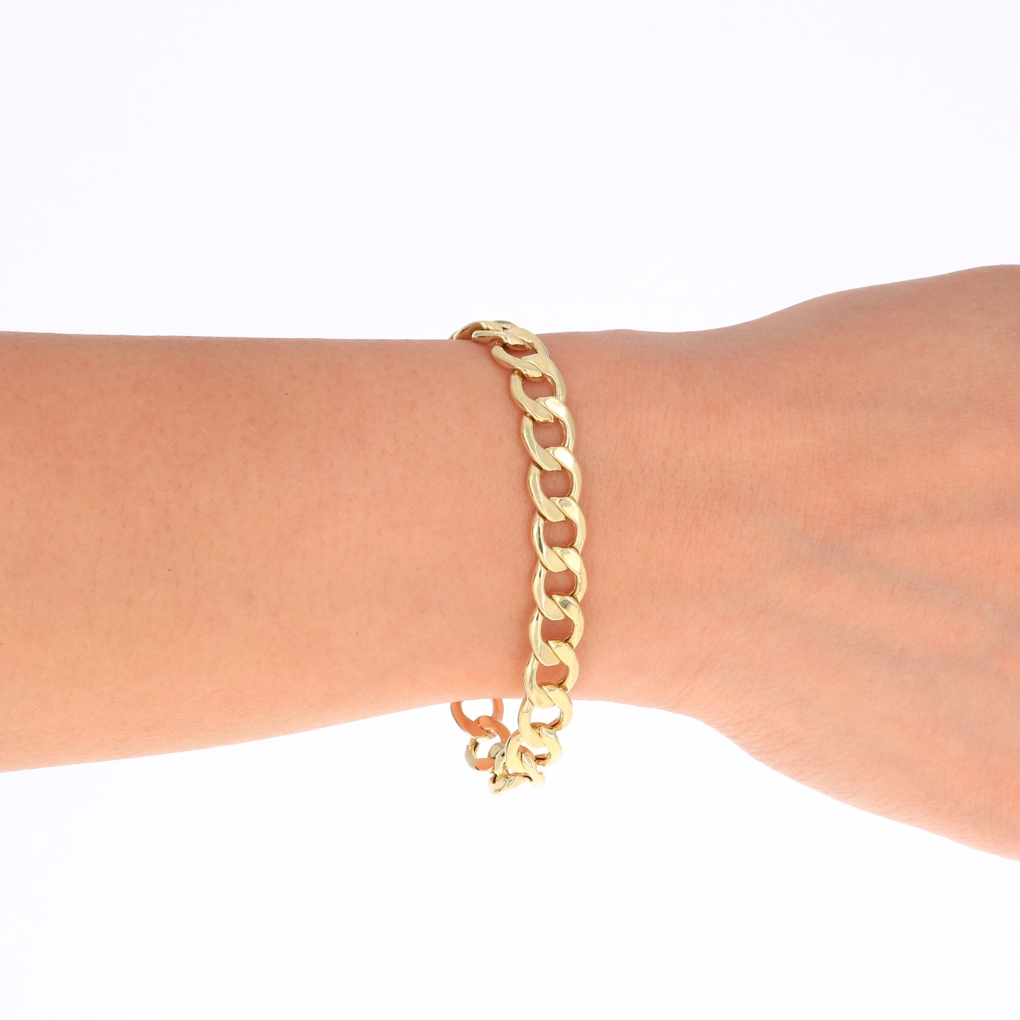10k Yellow Gold 8mm Cuban Link Chain Bracelet X6676