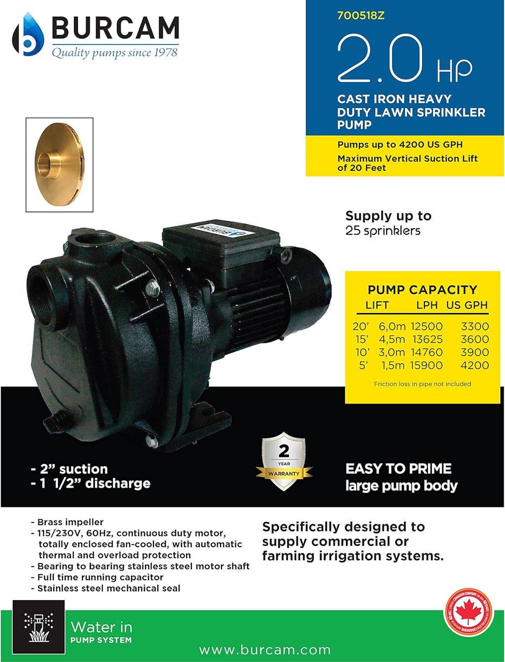 2HP Heavy Duty Sprinkler Pump I97851