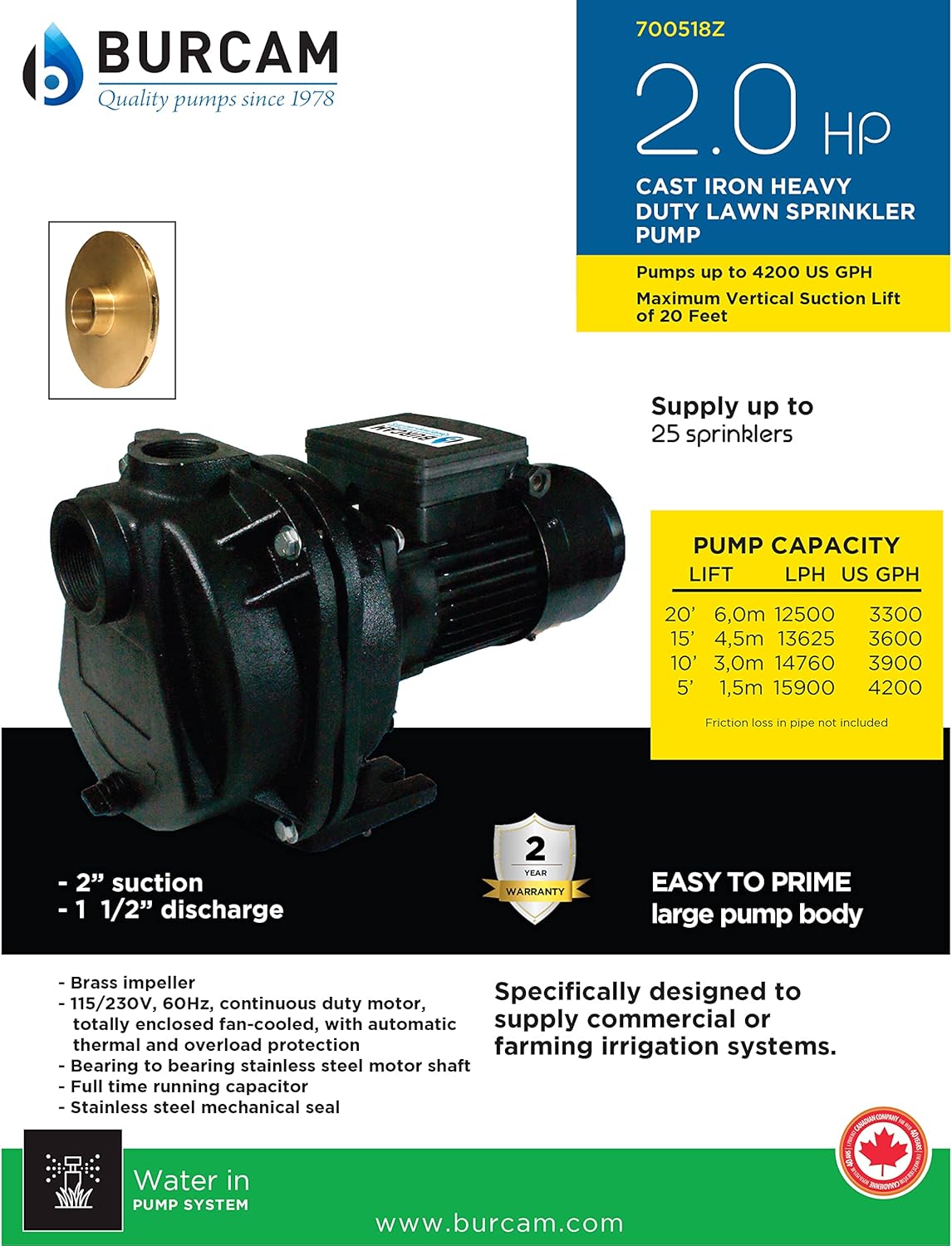 2HP Heavy Duty Sprinkler Pump I97851