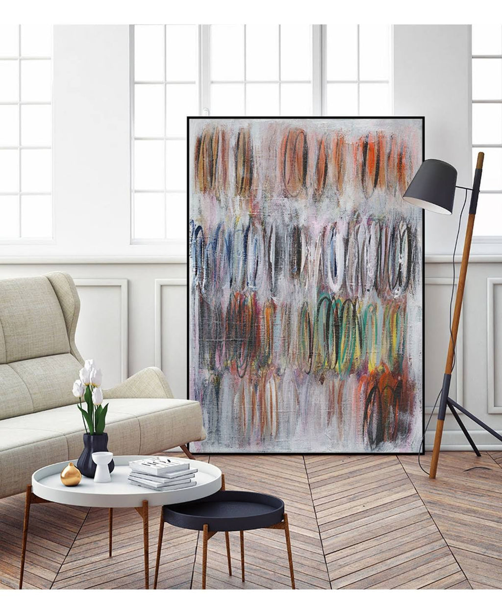 Tan Framed Canvas Art Block H991