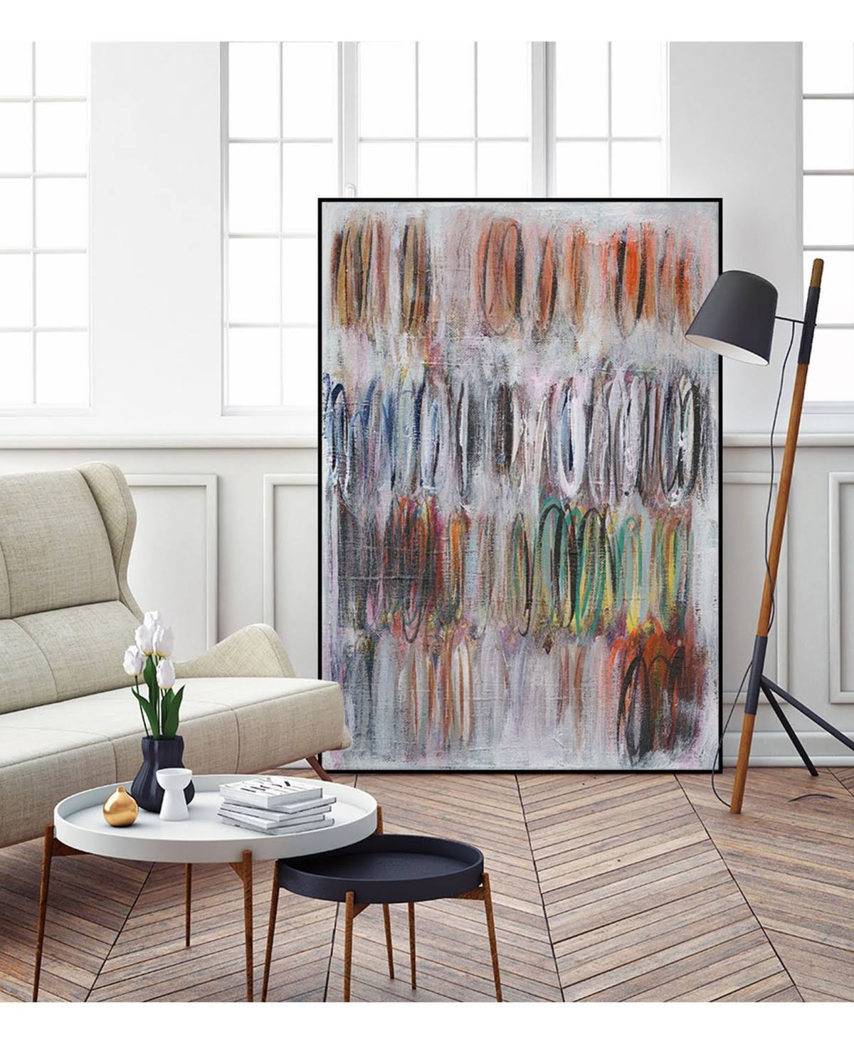 Tan Framed Canvas Art Block H991