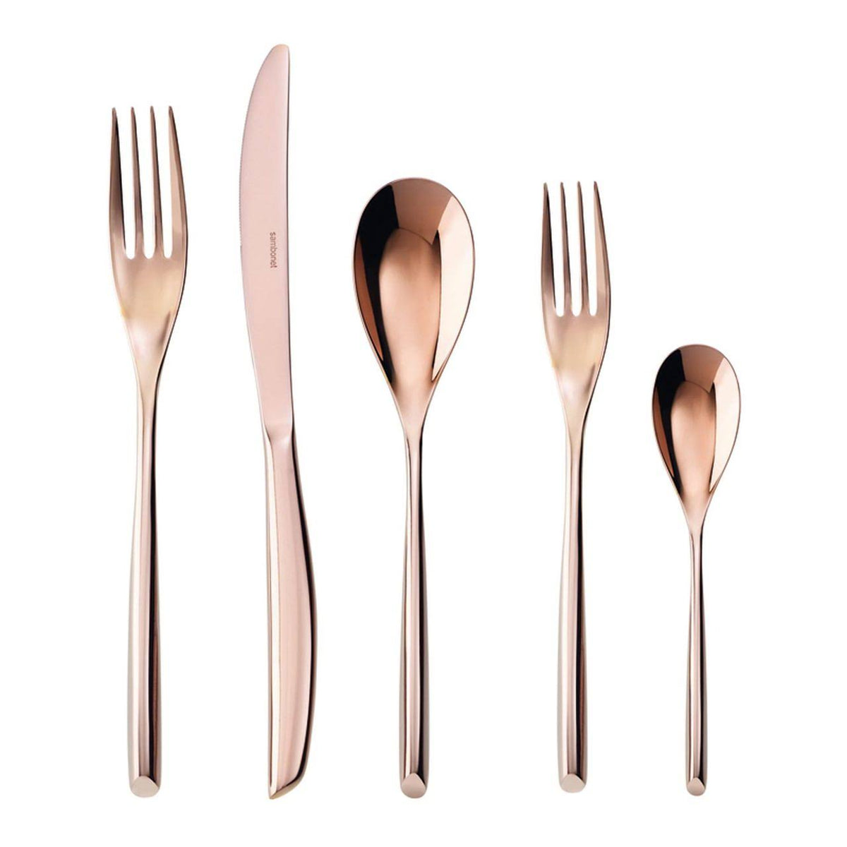 5 Piece Bamboo Copper Place Setting Solid Handle D13391