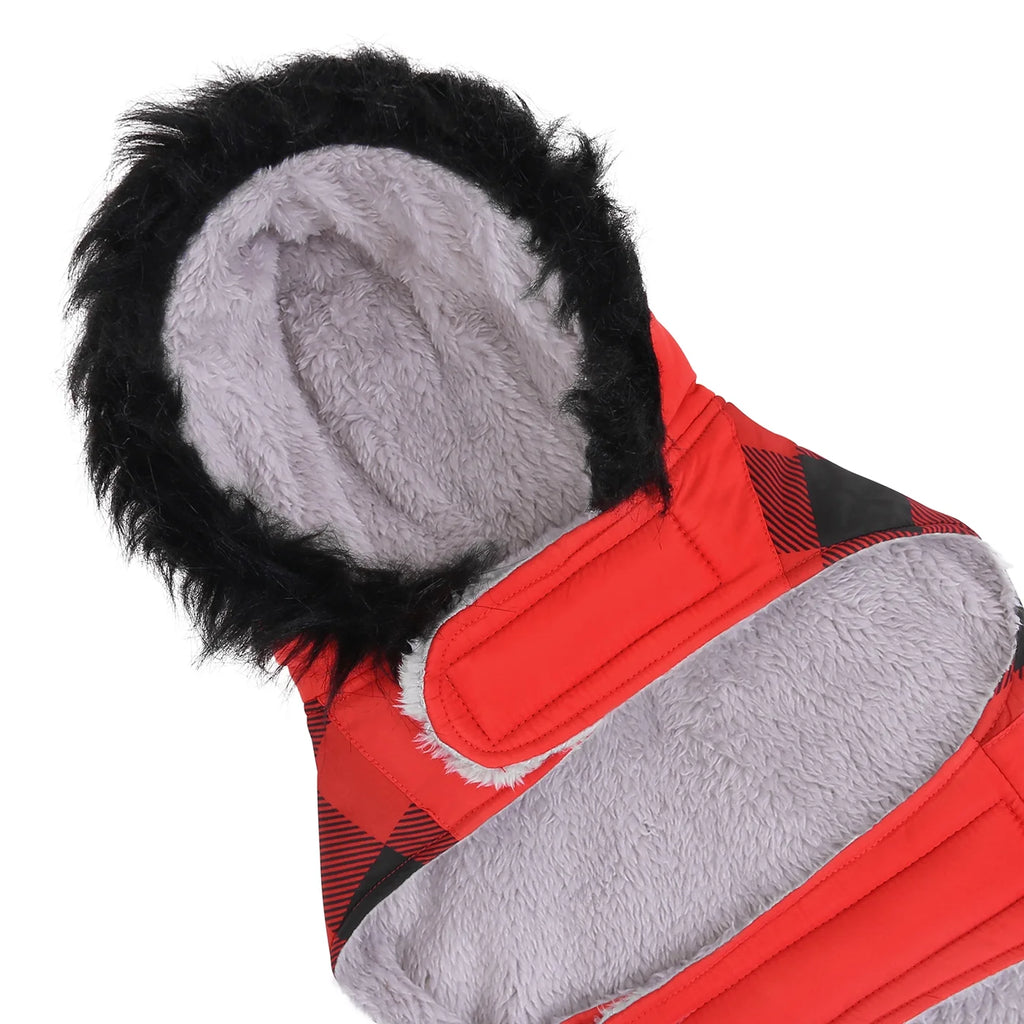 Fleece Lined Dog Puffer Jacket with Harness Hole Q276