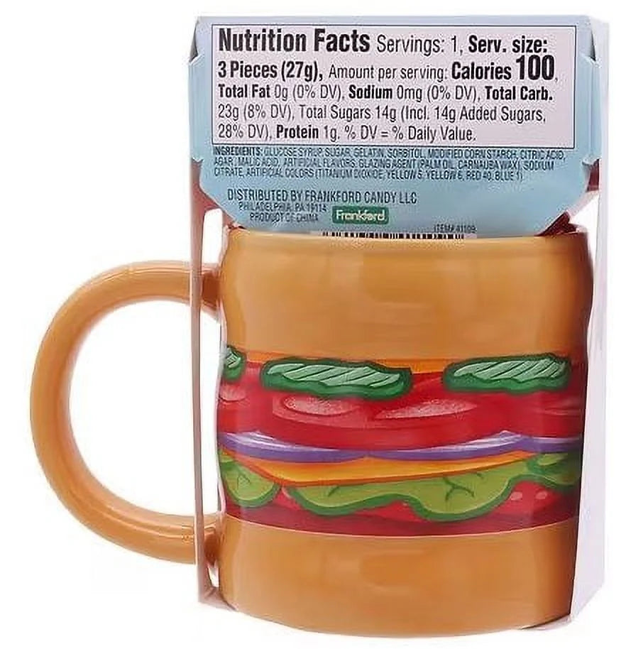 Krabby Patties Mug with 3 Gummy Candies N36379