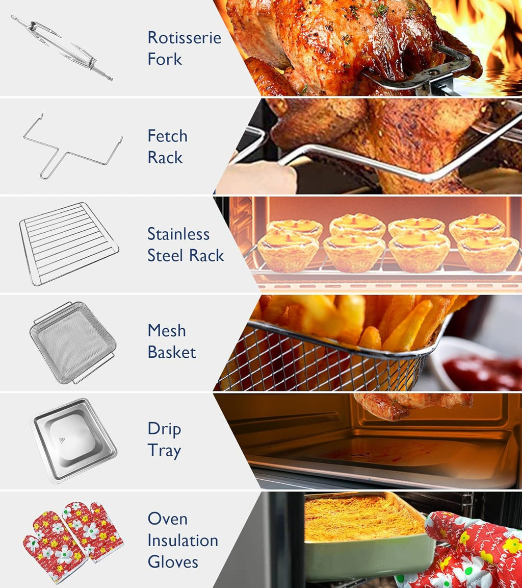 14-in-1 Stainless Steel Air Fryer Toaster Oven with Rotisserie Dehydrator H2800