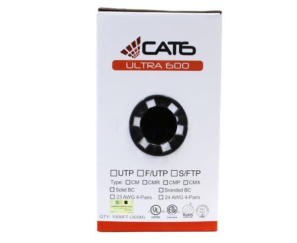 Cat6 Bulk Riser Ethernet Cable, Solid Copper UTP, 24 AWG 1000ft Green O246