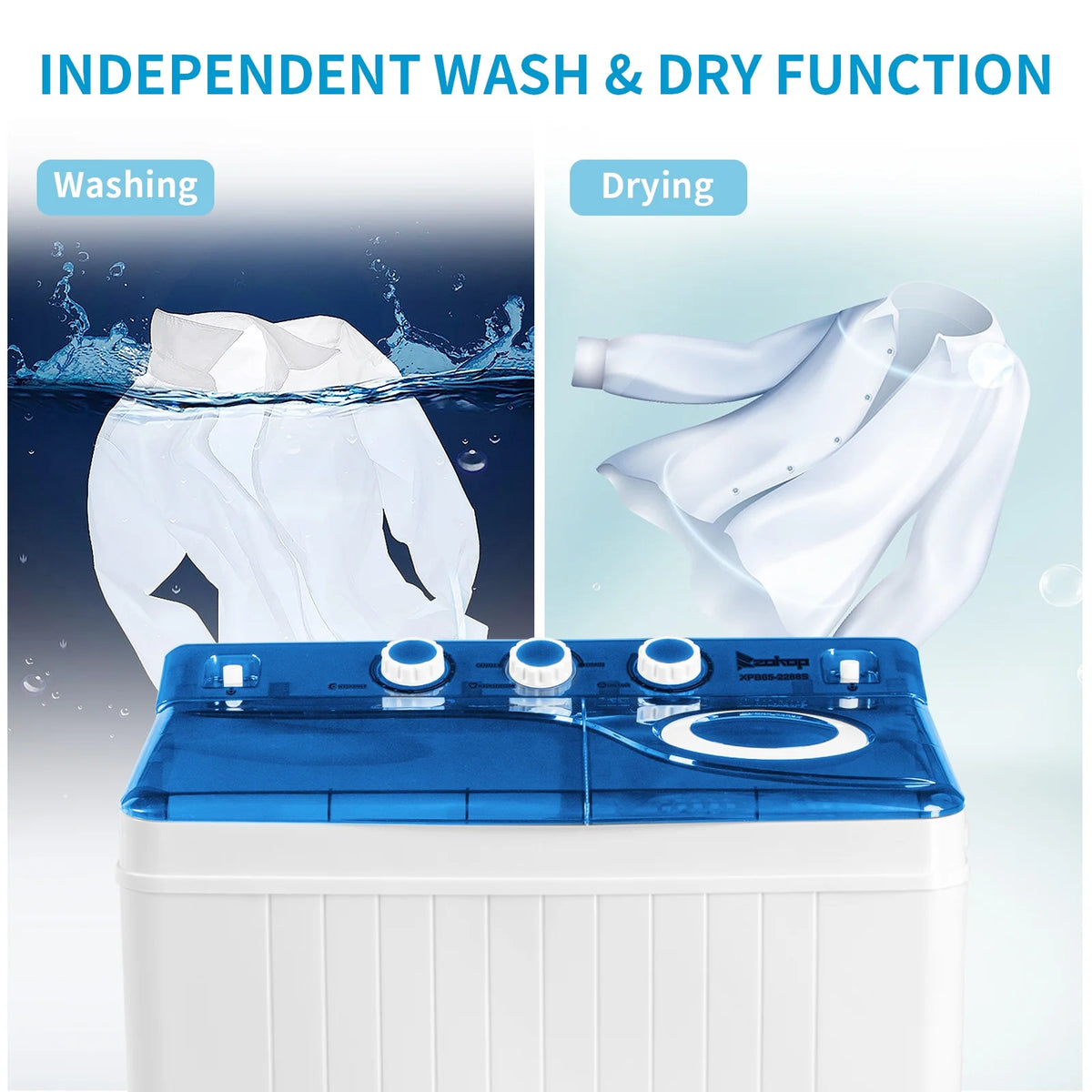 Semi-automatic Twin Tub Washing Machine, 26Lbs, White&Blue G9526