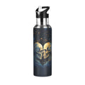 Two Human Skeleton Stainless Steel Water Bottles with Straw Lid 20 oz K55193