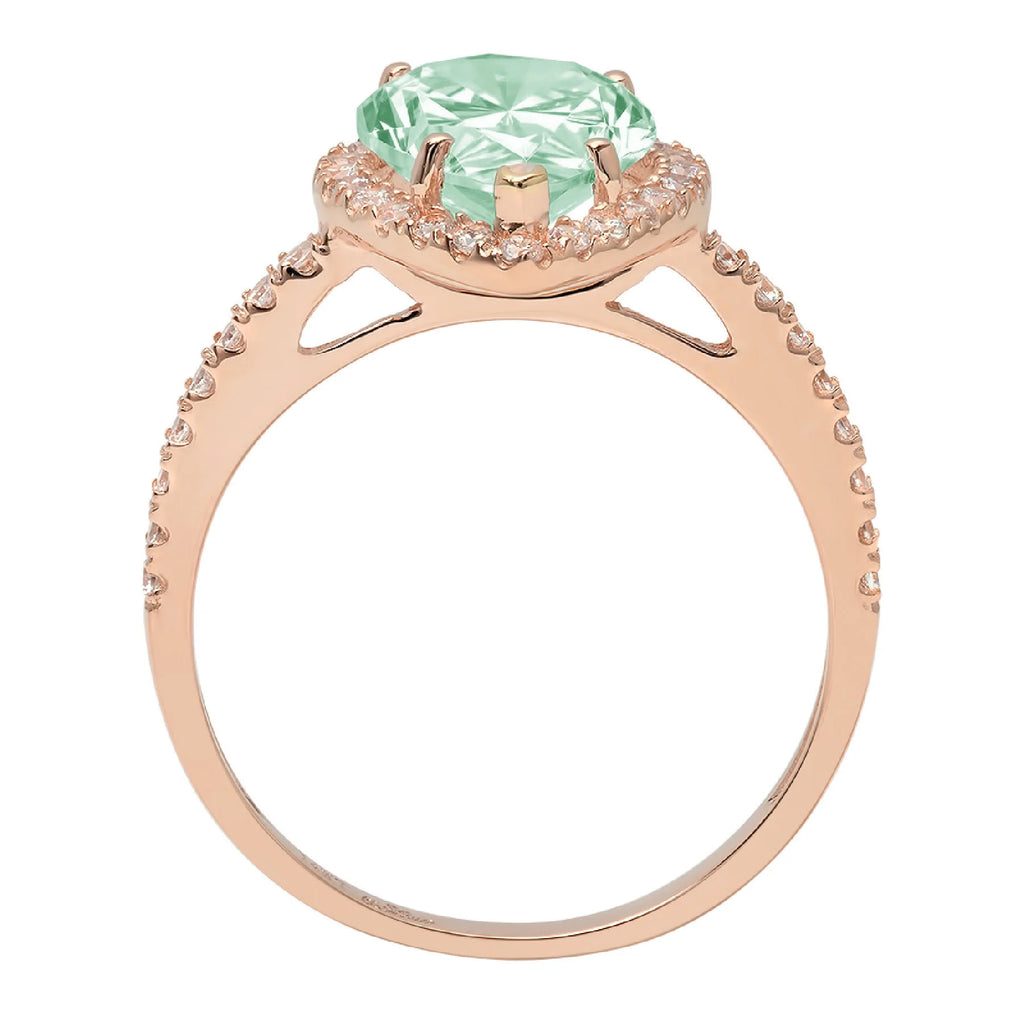 Pear Cut Blue Moissanite 18k Rose Gold Halo Ring Size 3.5 G440277