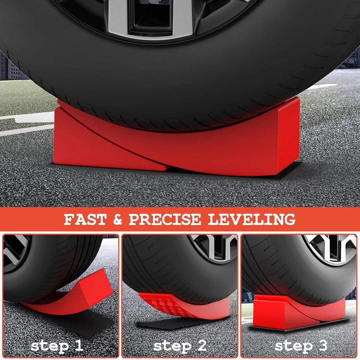 RV Leveling Blocks Kit with Curved Levelers and Chocks L135