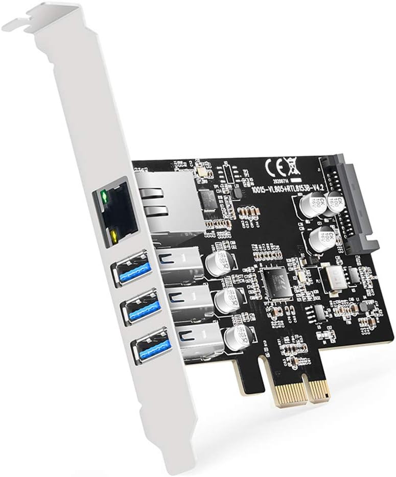 3 Ports PCI Express USB 3.0 Card with Gigabit Ethernet Ports W398418