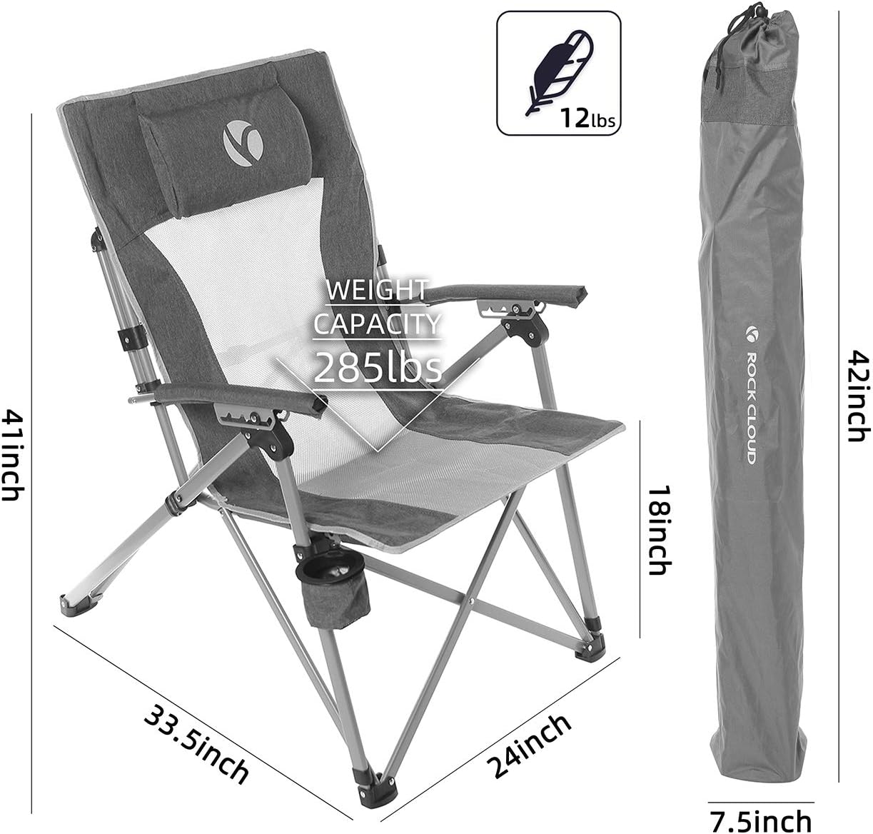 Folding Camping Chair 4 Position Portable Outdoor Chair Z961