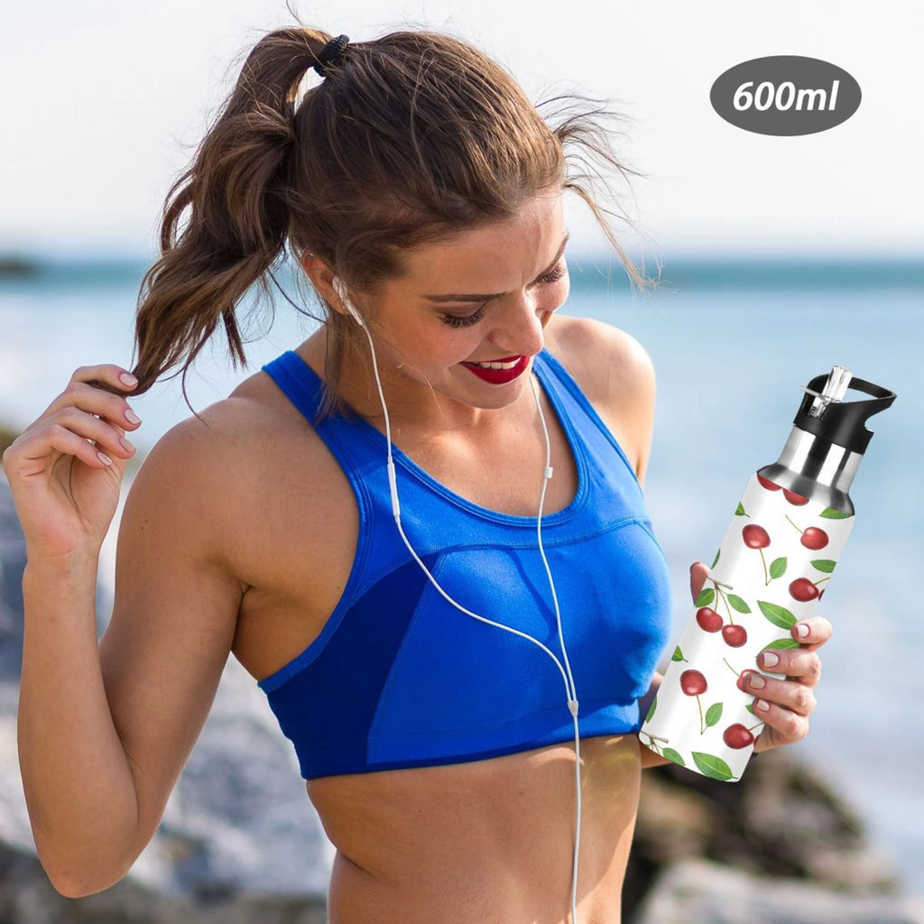 Stainless Steel Insulated Thermos Vacuum Flask Water Bottle with Straw Lid R857932