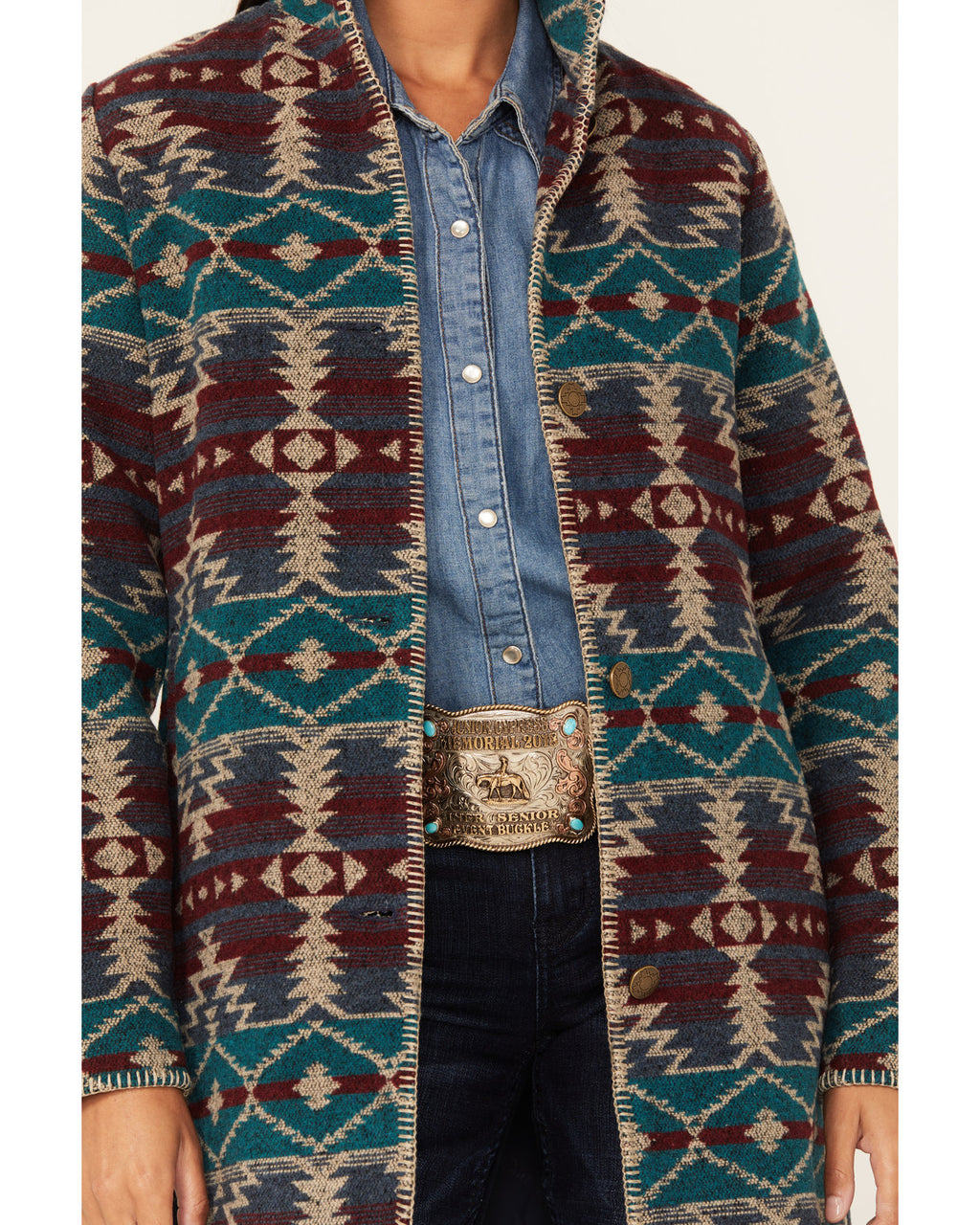 Burgundy Southwestern Print Jacket A532517