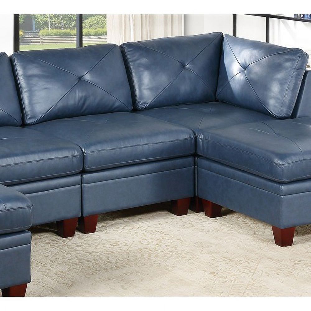 Genuine Leather Armless Chair Ink Blue Tufted Seat A1129