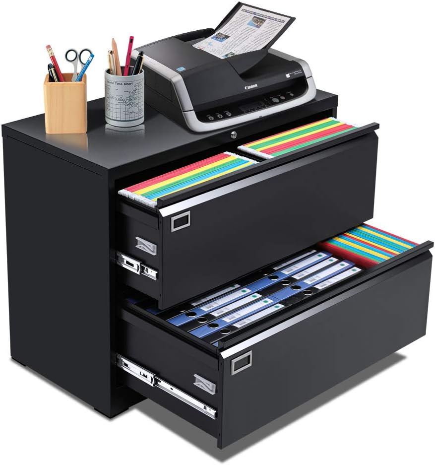 2 Drawers Steel Lateral Filing Cabinet with Lock T3353