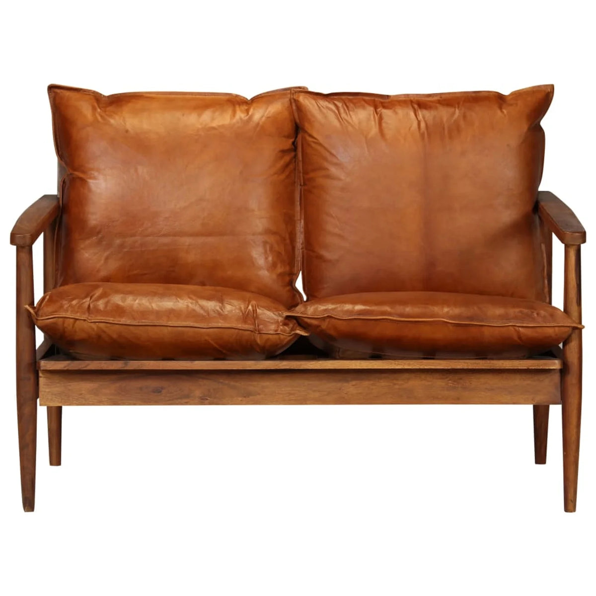 Brown Real Leather 2-Seater Sofa V292