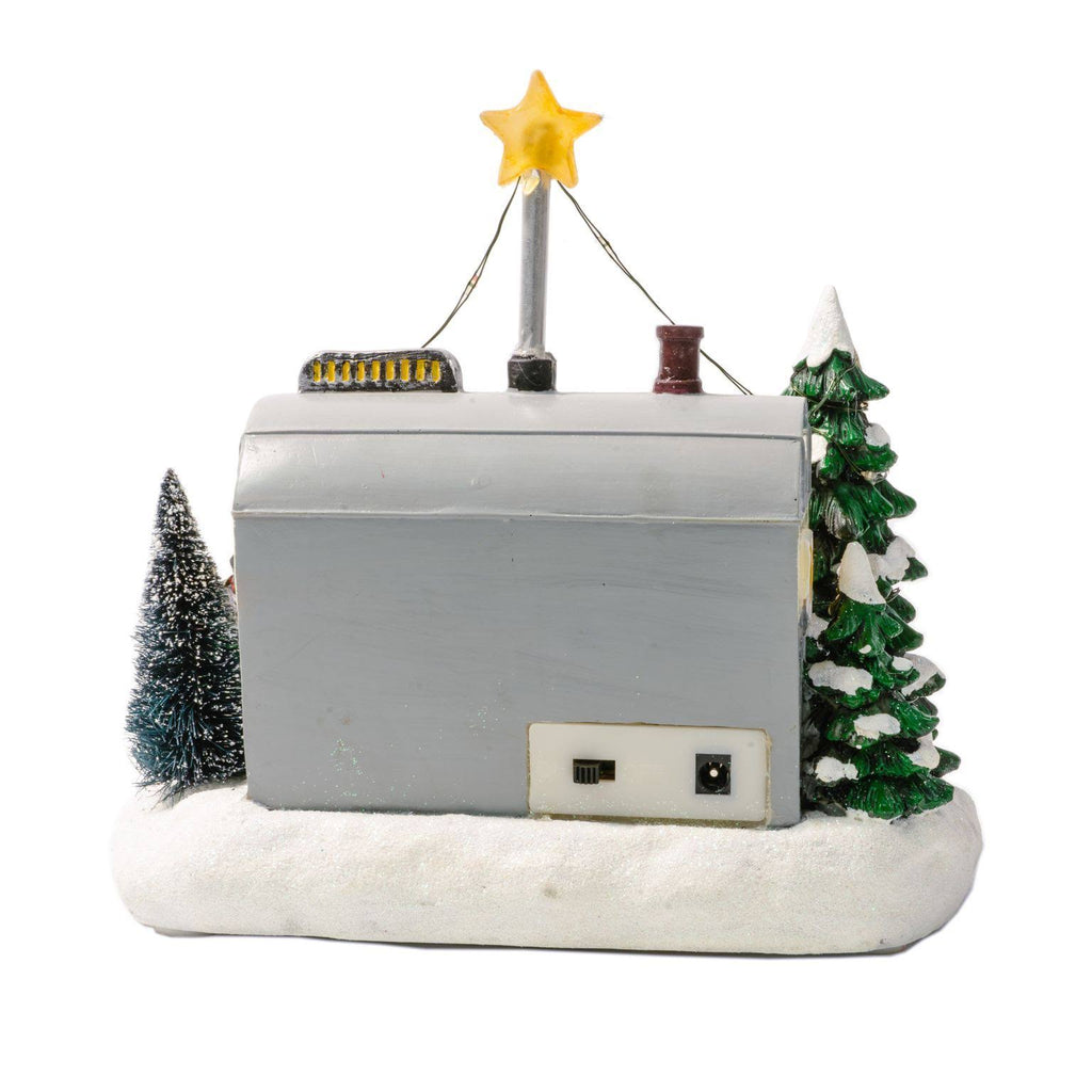 Grey Polyresin LED Christmas Camper H2972