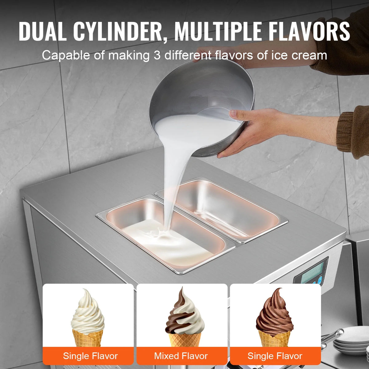 Commercial Soft Serve Ice Cream Machine 3 Flavor Countertop E838226