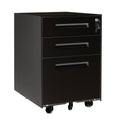Black 3-Drawer Mobile File Cabinet with Lock and Keys R7353