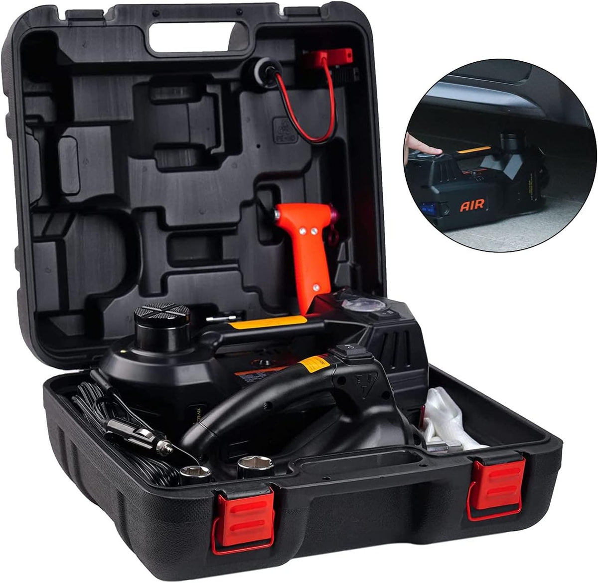 Hydraulic Car Jack Set 5 Ton with Tire Pump and Impact Wrench A95022