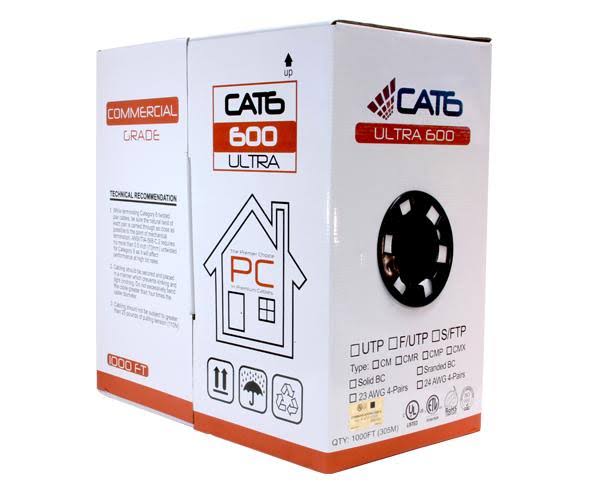 Cat6 Bulk Riser Ethernet Cable, Solid Copper UTP, 24 AWG 1000ft Green O246